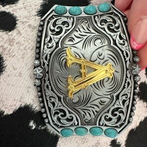 Silver and Gold Western Belt Buckle